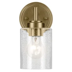 Wandlampe Metall Glas H: 23,5 cm in Messing E27 Vintage