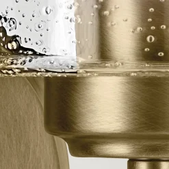 Wandlampe Metall Glas H: 23,5 cm in Messing E27 Vintage