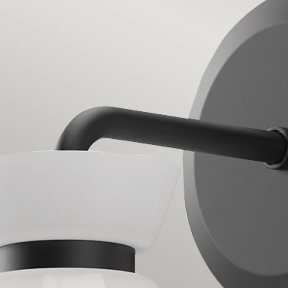 Wandlampe Metall Glas H: 22,2 cm Schwarz Weiß E14 Retro