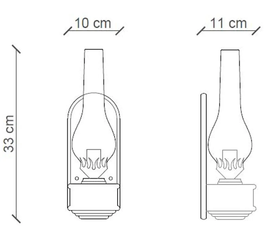 Wandlampe Metall Glas H: 33 cm E14 Vintage Design