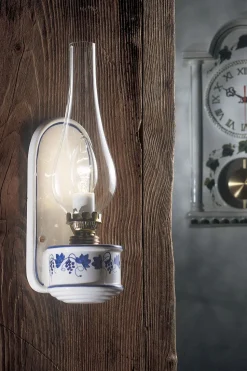 Wandlampe Metall Glas H: 33 cm E14 Vintage Design