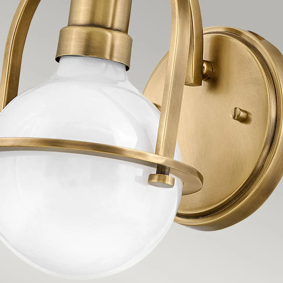 Wandlampe Metall Glas H: 23,3 cm in Messing Antik Weiß