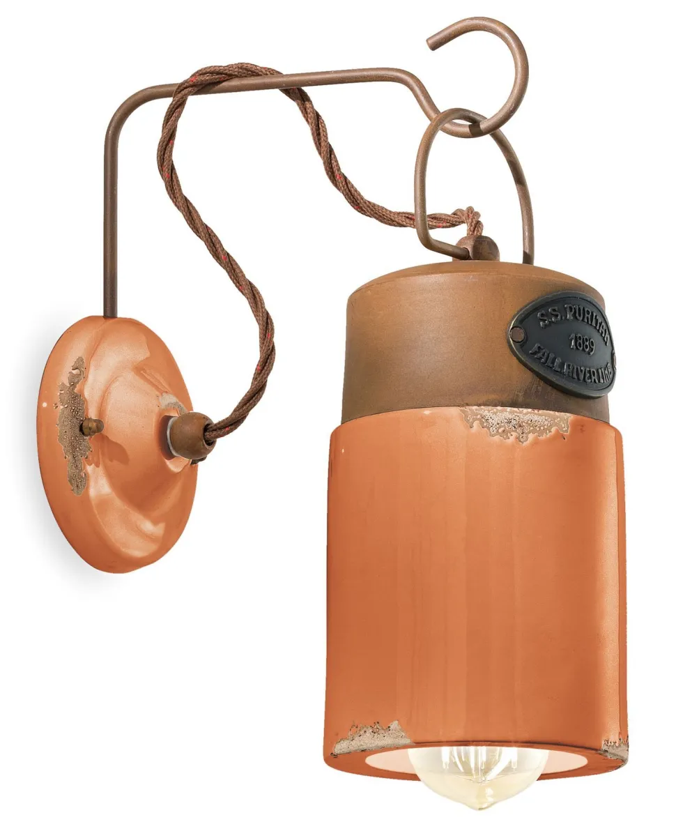 Wandlampe Metall Keramik H: 33 cm E27 Vintage Design