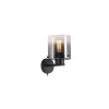 Wandlampe Metall Rauchglas E27 H:24 cm mit Schalter