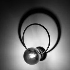 Wandlampe Metall Rauchglas G9 Schwarz Graphit Kugel Schirm