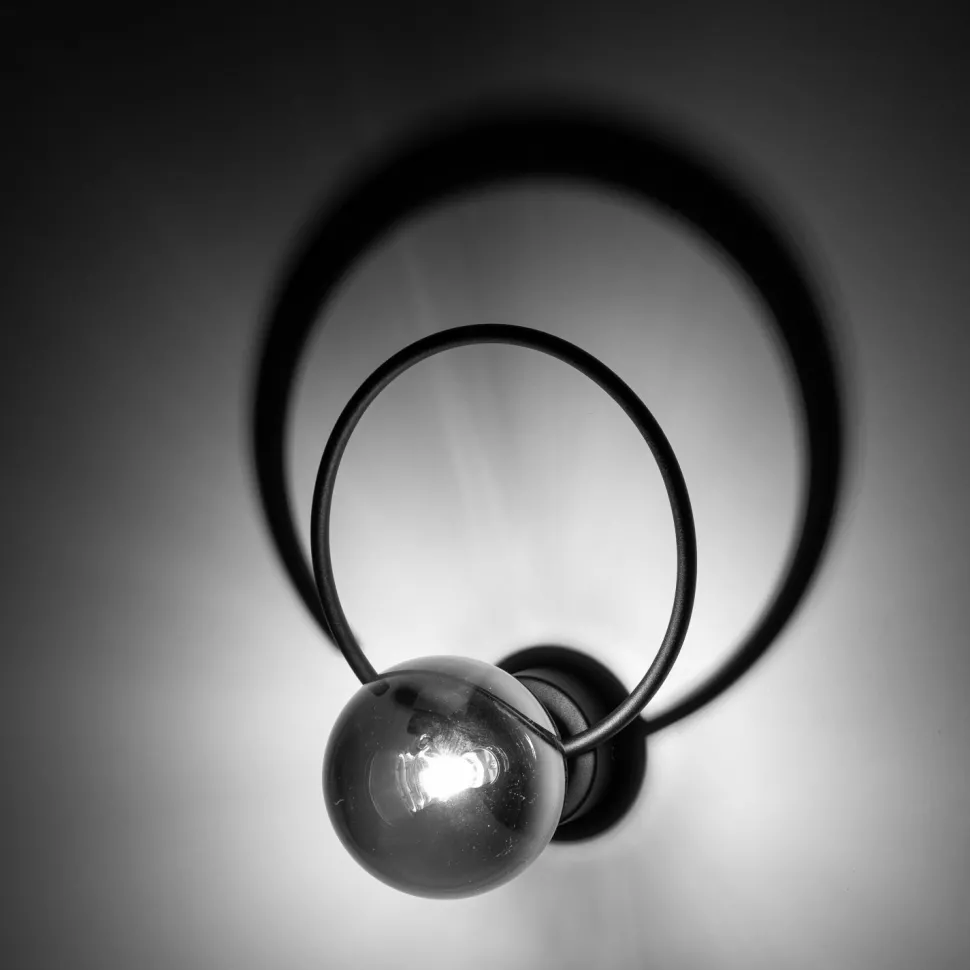 Wandlampe Metall Rauchglas G9 Schwarz Graphit Kugel Schirm