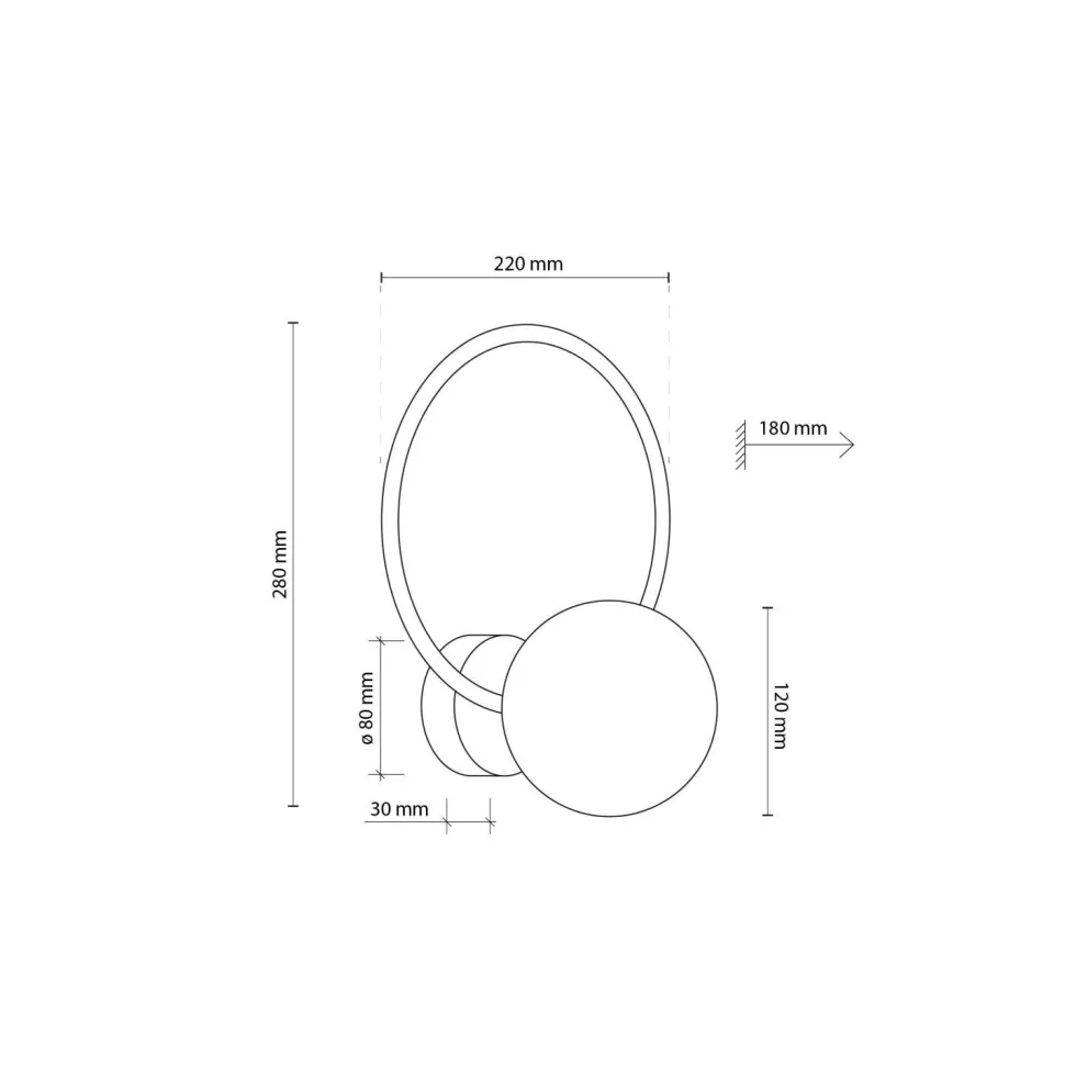 Wandlampe Metall Rauchglas G9 Schwarz Graphit Kugel Schirm