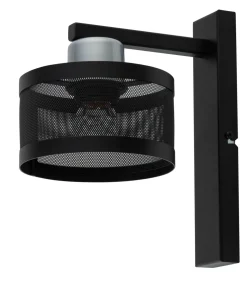 Wandlampe Metall Schwarz Silber H:25 cm E27 klein