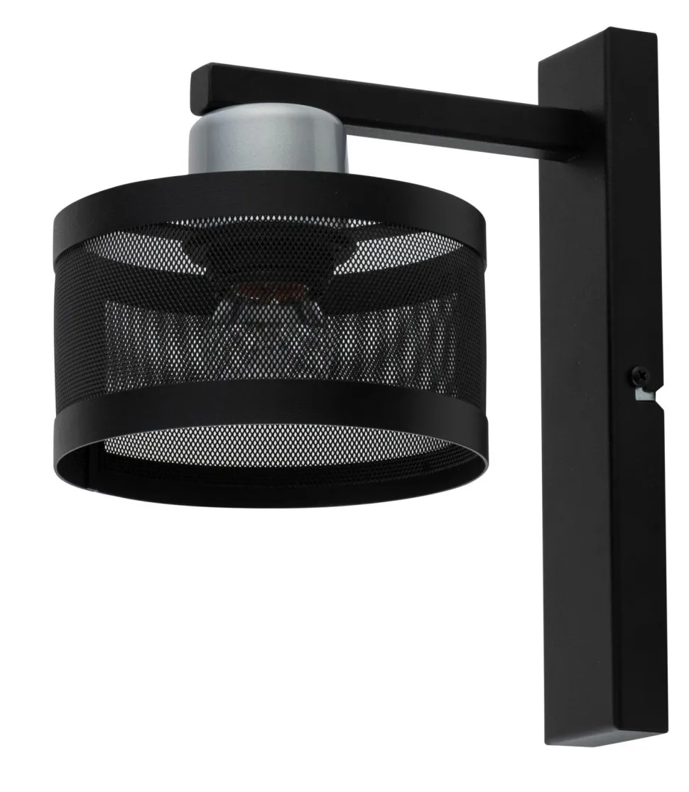 Wandlampe Metall Schwarz Silber H:25 cm E27 klein