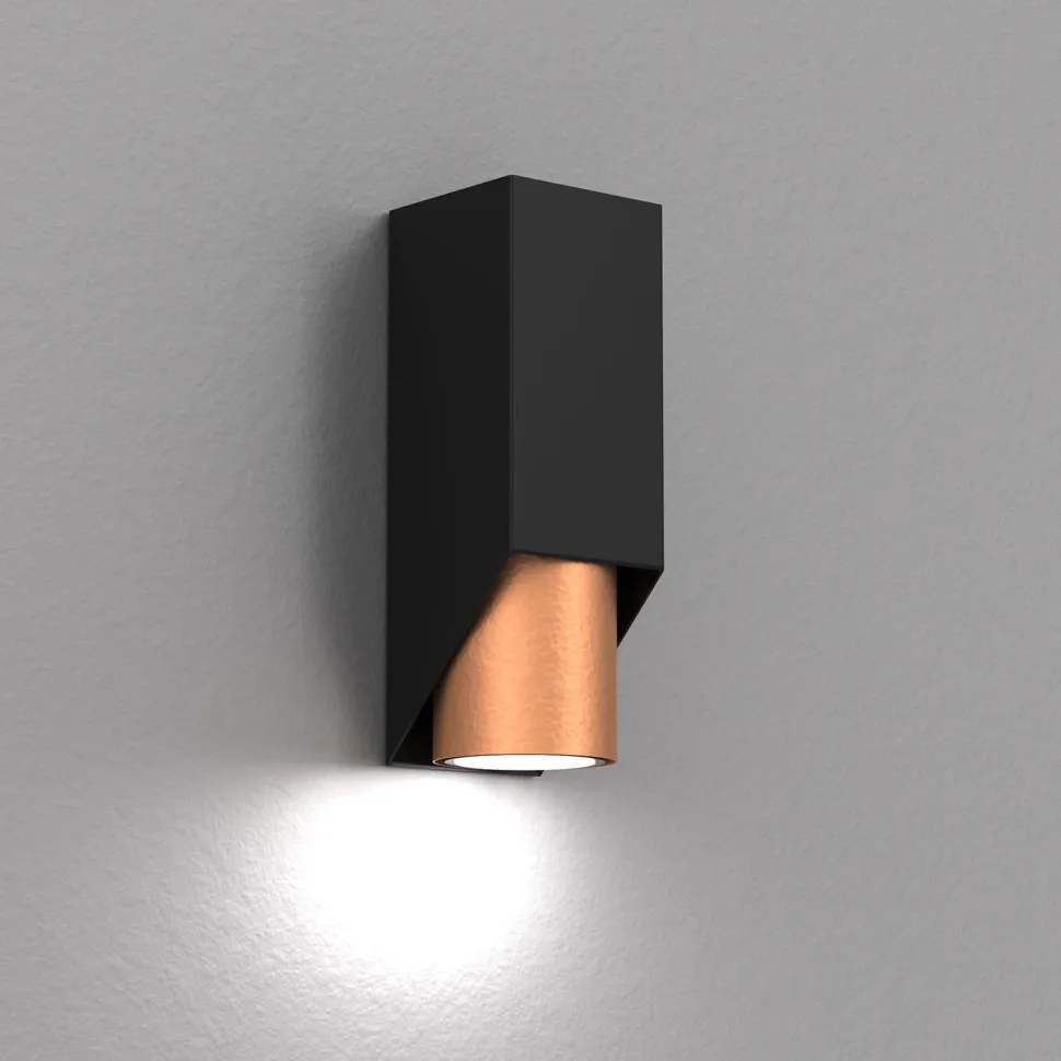 Wandlampe Metall Schwarz Kupfer B:6 cm GU10 akzentuiert