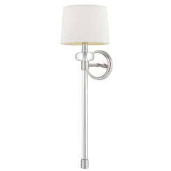 Wandlampe Metall Stoff H: 67,6 cm in Nickel poliert Weiß