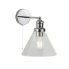 Wandlampe mit Schalter Chrom Klar E27 Glas