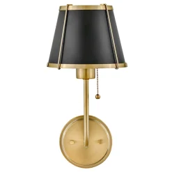 Wandlampe mit Schalter 40cm hoch E27 Metall in Messing Schwarz