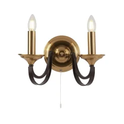 Wandlampe mit Schalter 2-flammig E14 in Bronze B: 33 cm