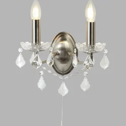 Wandlampe mit Schalter 2-flammig E14 in Silber matt