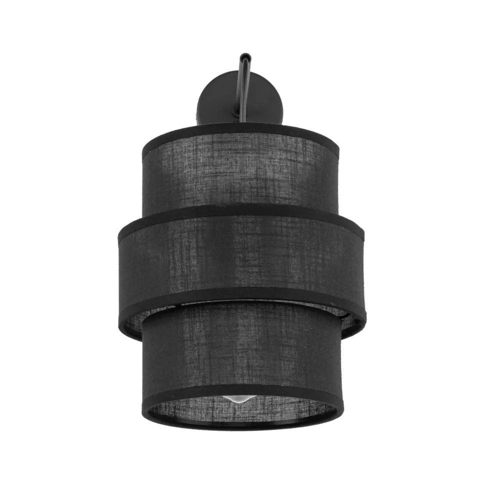 Wandlampe mit Schalter H: 33 cm Stoff Metall Schwarz E27