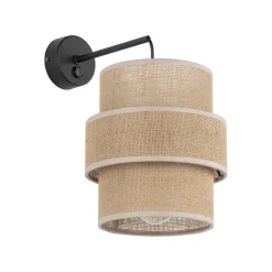 Wandlampe mit Schalter H: 33 cm Jute Metall E27 Modern