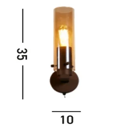 Wandlampe mit Schalter Metall Glas E27 Mokka Bernstein