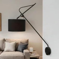 Wandlampe mit Schalter Schwarz Gold VIPER flexibel