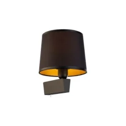 Wandlampe mit Schalter Stoffschirm Schwarz Gold Modern