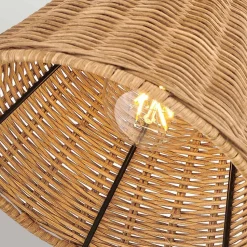Wandlampe Rattan Metall Gelenkarm schwenkbar E27 zum Lesen