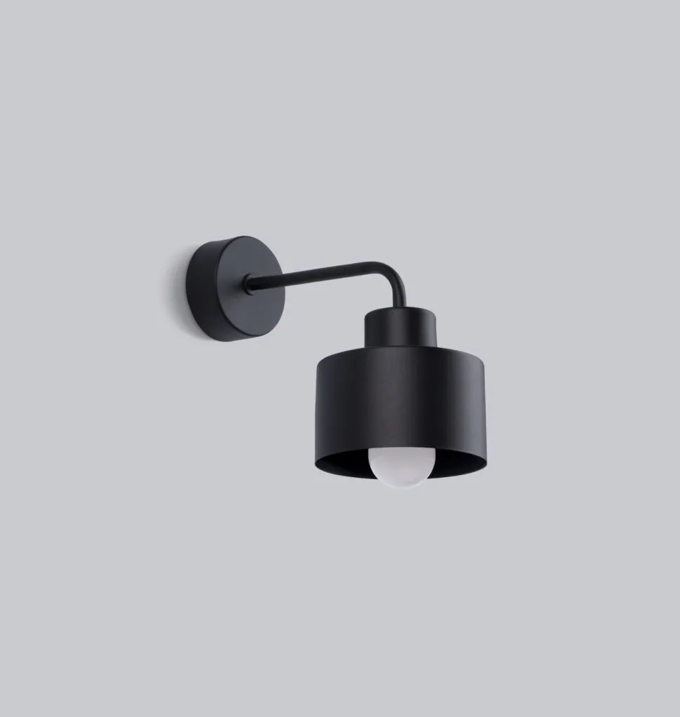 Wandlampe Retro Metall Schwarz für E27 innen TISA