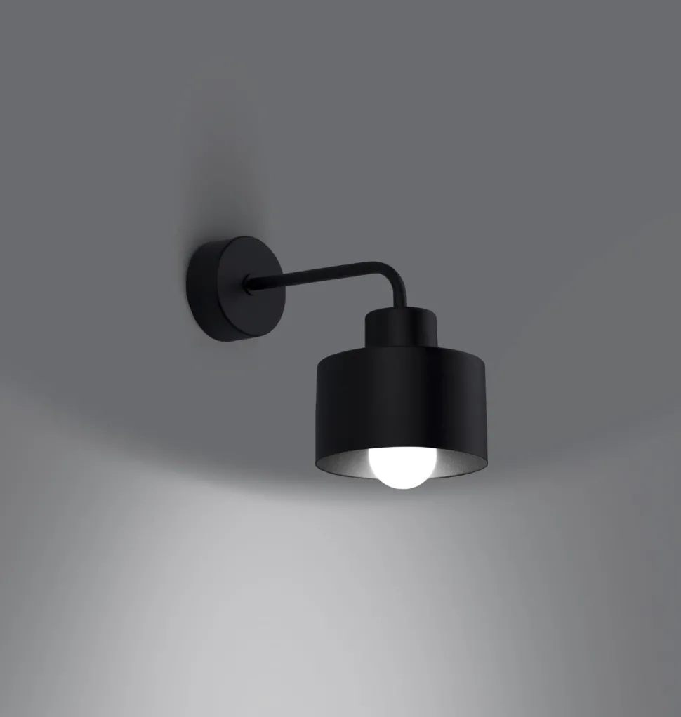 Wandlampe Retro Metall Schwarz für E27 innen TISA