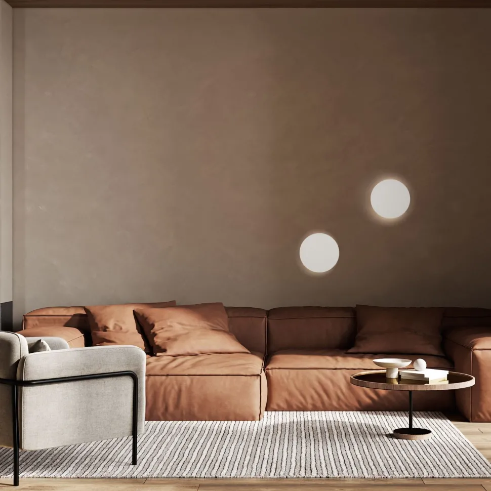 Wandlampe rund Ø 20 cm klein Metall Beige 2x G9 indirekt