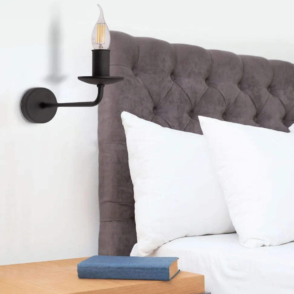 Wandlampe Rustikal Metall Schwarz für E27 dekorativ