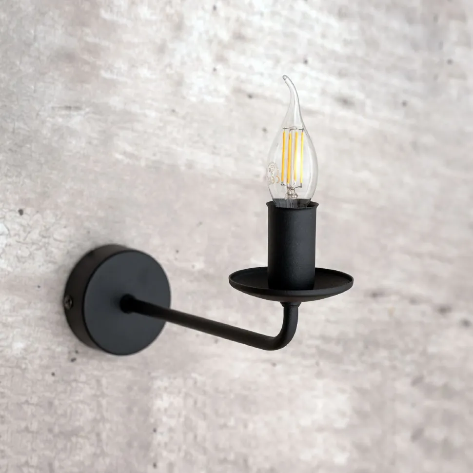 Wandlampe Rustikal Metall Schwarz für E27 dekorativ