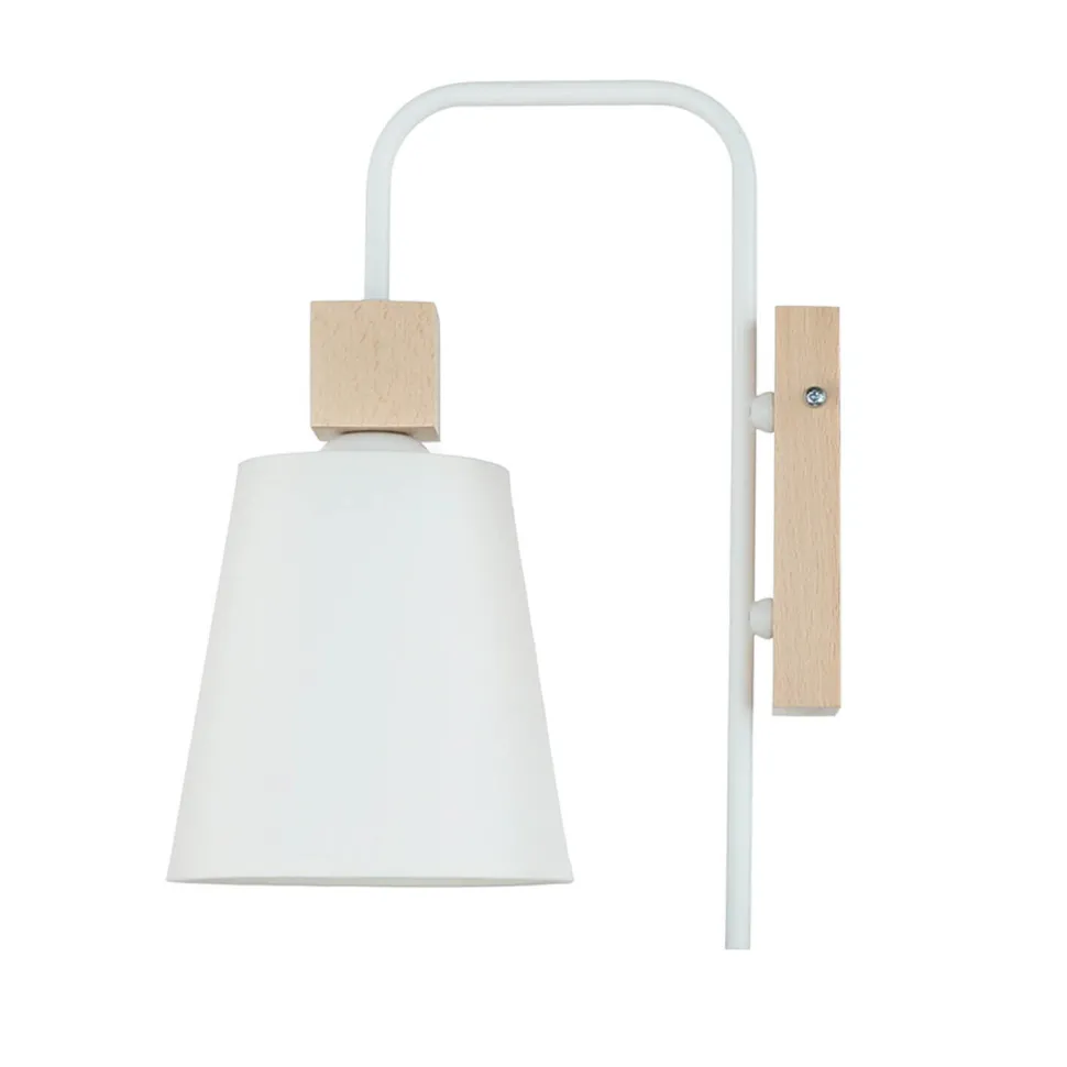 Wandlampe Schirm Weiß Holz Skandinavisch REILLY