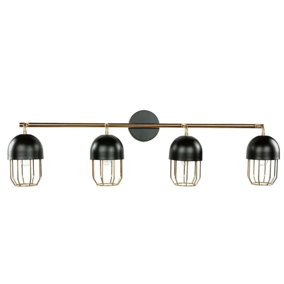 Wandlampe Schwarz Gold groß 4x E14 Metall Loft Design