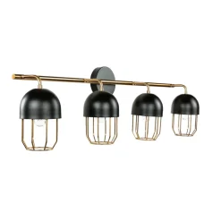 Wandlampe Schwarz Gold groß 4x E14 Metall Loft Design