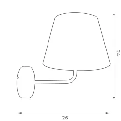 Wandlampe Schwarz Gold Stoffschirm konisch H:23 cm E27