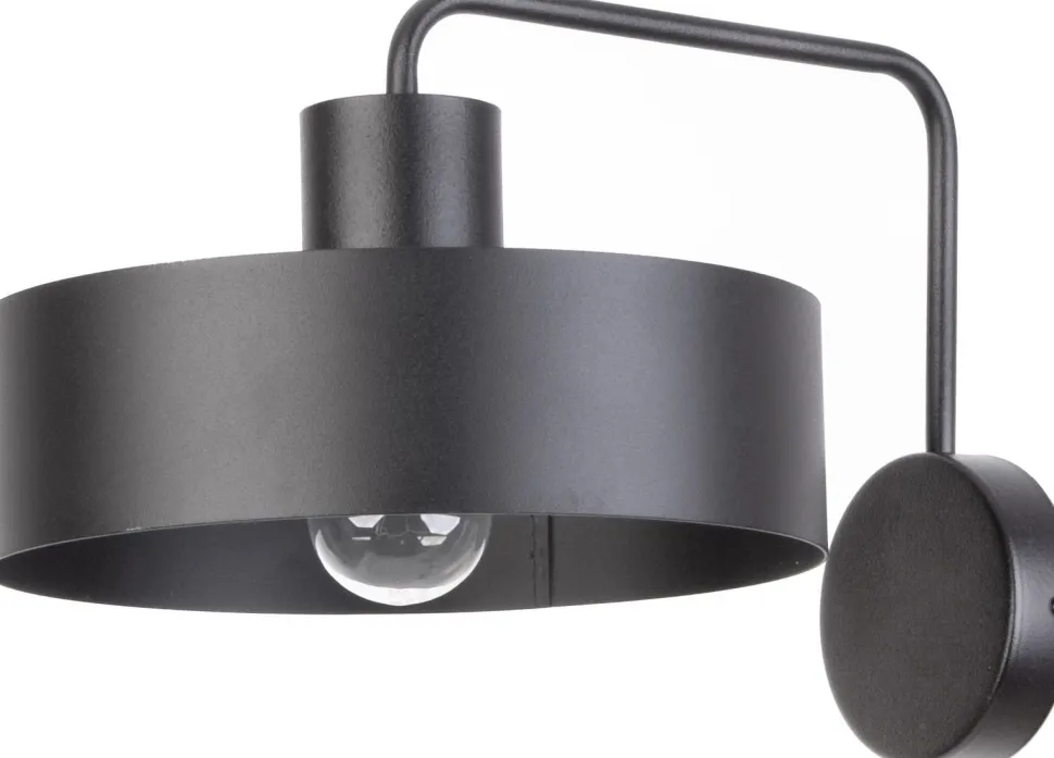 Wandlampe Schwarz Metall E27 H:23 cm Retro Design