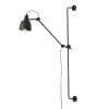 Wandlampe Schwarz Metall mit Schalter E27 H:113 cm