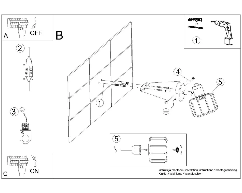 Wandlampe Schwarz schwenkbar klein Retro E14