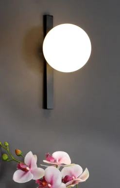 Wandlampe Schwarz Weiß Glaskugel E14 B:14 cm blendarm