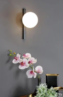 Wandlampe Schwarz Weiß Glaskugel E14 B:14 cm blendarm
