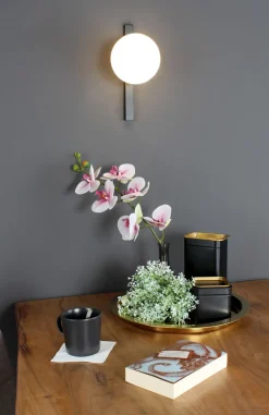 Wandlampe Schwarz Weiß Glaskugel E14 B:14 cm blendarm