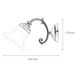 Wandlampe Shabby Chic Echt-Messing Glas floral