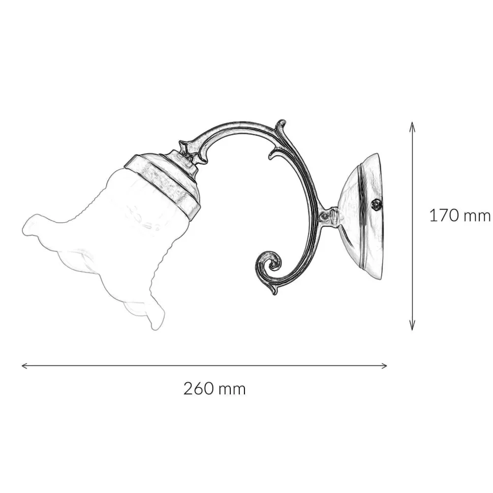 Wandlampe Shabby Chic Echt-Messing Glas floral