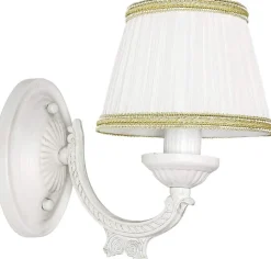 Wandlampe Shabby Weiß Stoff Klassisch E14 SOFIA