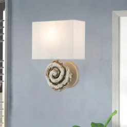 Wandlampe Stoff 31,8 cm hoch Creme Weiß