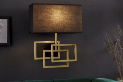 Wandlampe Stoff blendarm T:20 cm E27 in Gold Schwarz