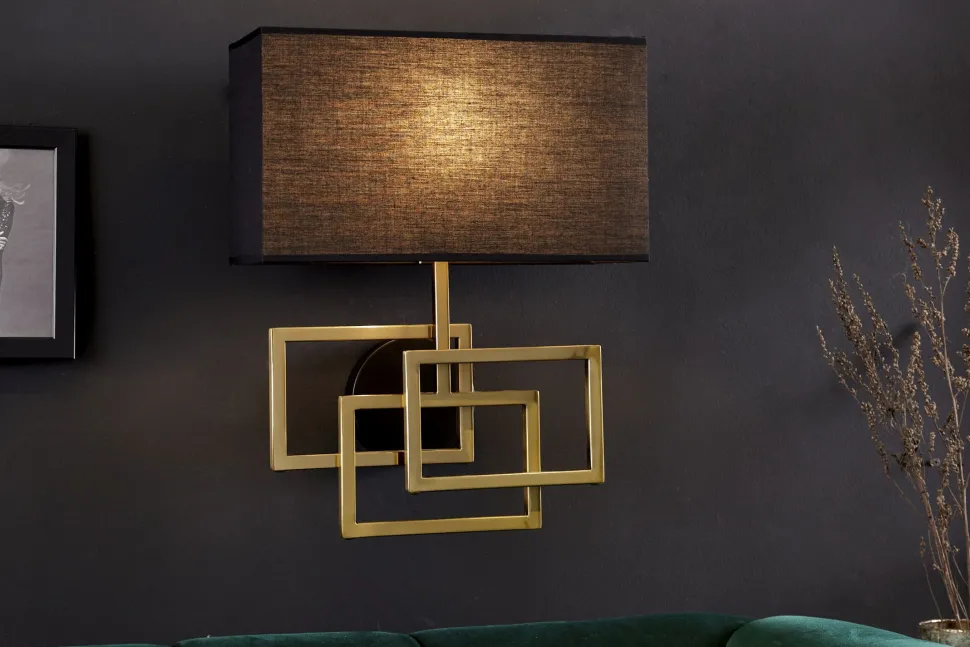 Wandlampe Stoff blendarm T:20 cm E27 in Gold Schwarz