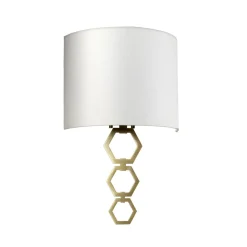 Wandlampe Stoff in Creme Messing antik schlicht E27