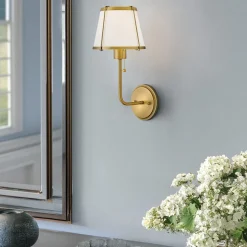 Wandlampe Stoff Metall E27 40 cm hoch mit Schalter