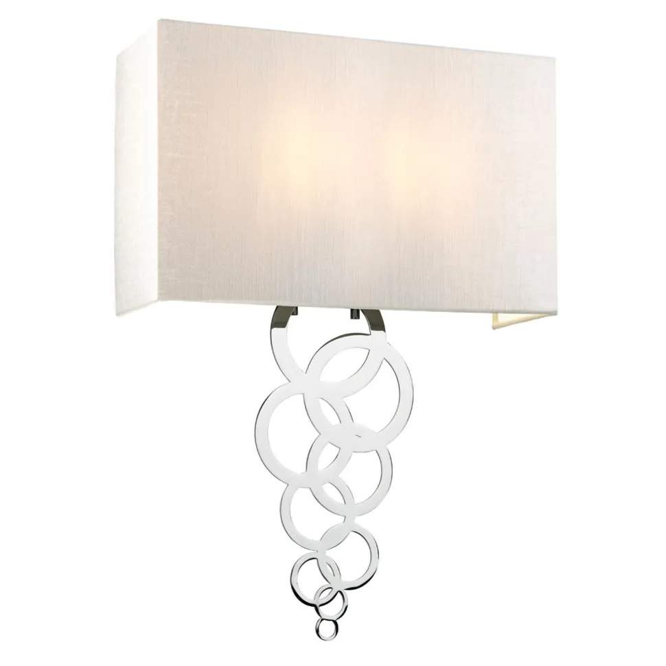 Wandlampe Stoff Metall in Creme Chrom Modern eckig