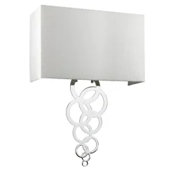 Wandlampe Stoff Metall in Creme Chrom Modern eckig